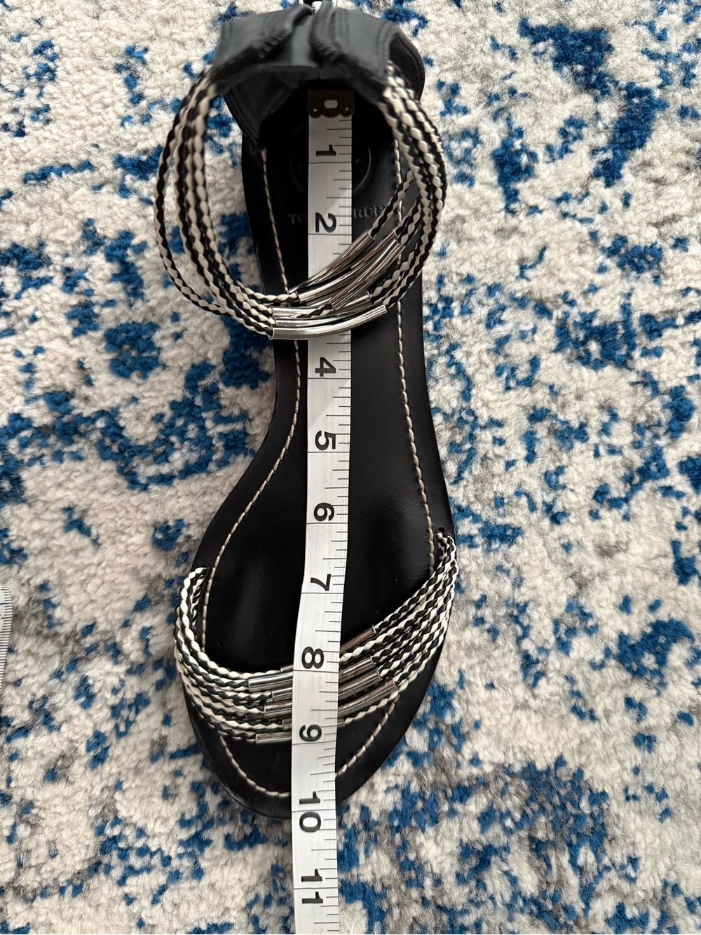 Tory Burch Black Sandals with Braided Cream Accents - Picture 6 of 6